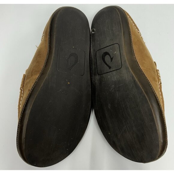 Olukai Moloa Slippers Shoes Mens 11 Brown Leather Sheepskin Lined Slip On Loafer main image 8